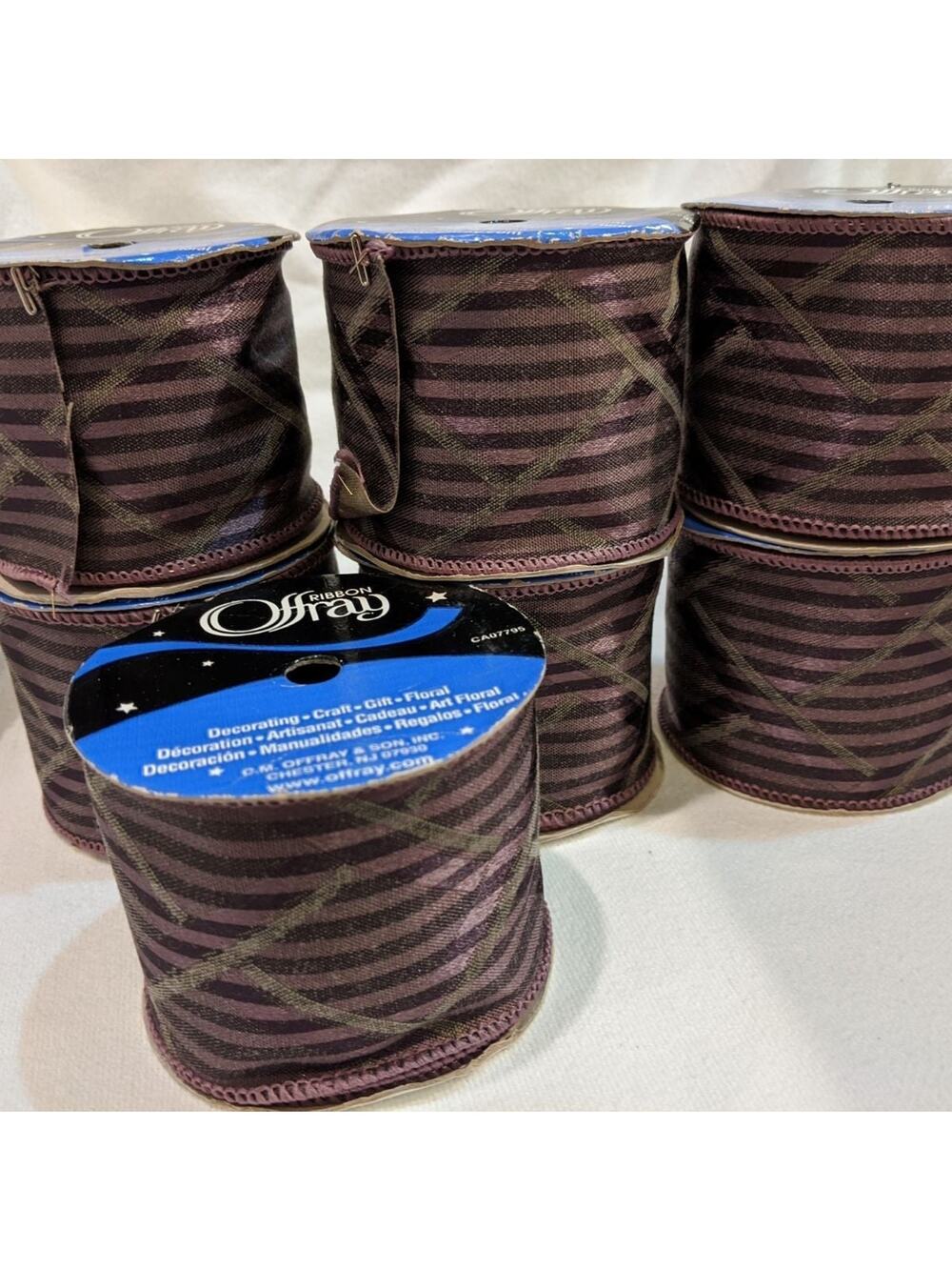 Offray Ribbon Purple Gray 7 Spools 2 1/2" x 9 Ft